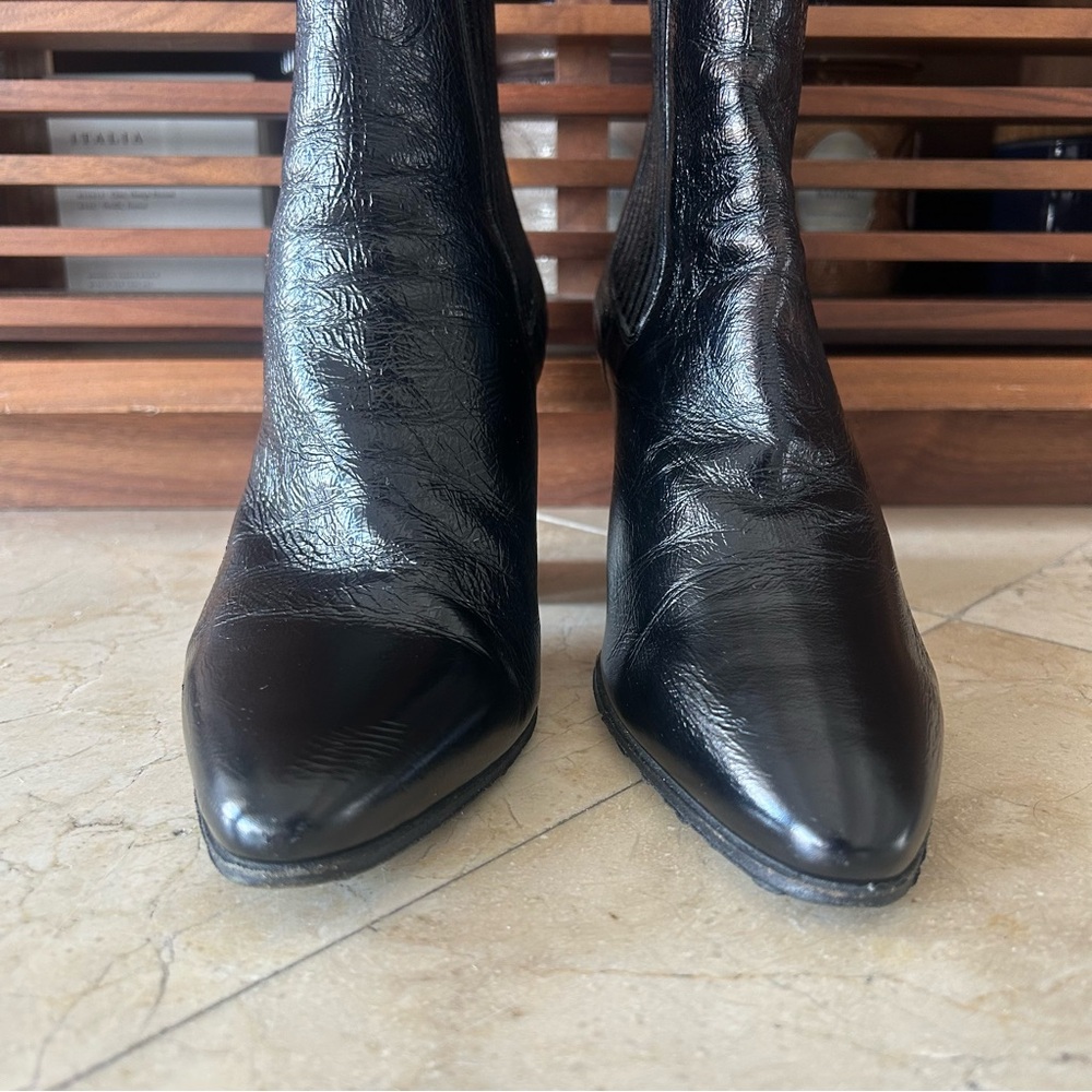 Saint Laurent Paris Black Leather Boots with Zipper Detail - Picture 4 of 16